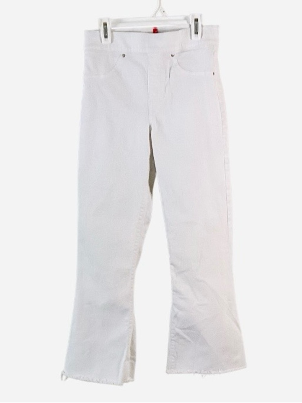Spanx White Straight-Leg Pull Up Jeans Distressed Hem XS